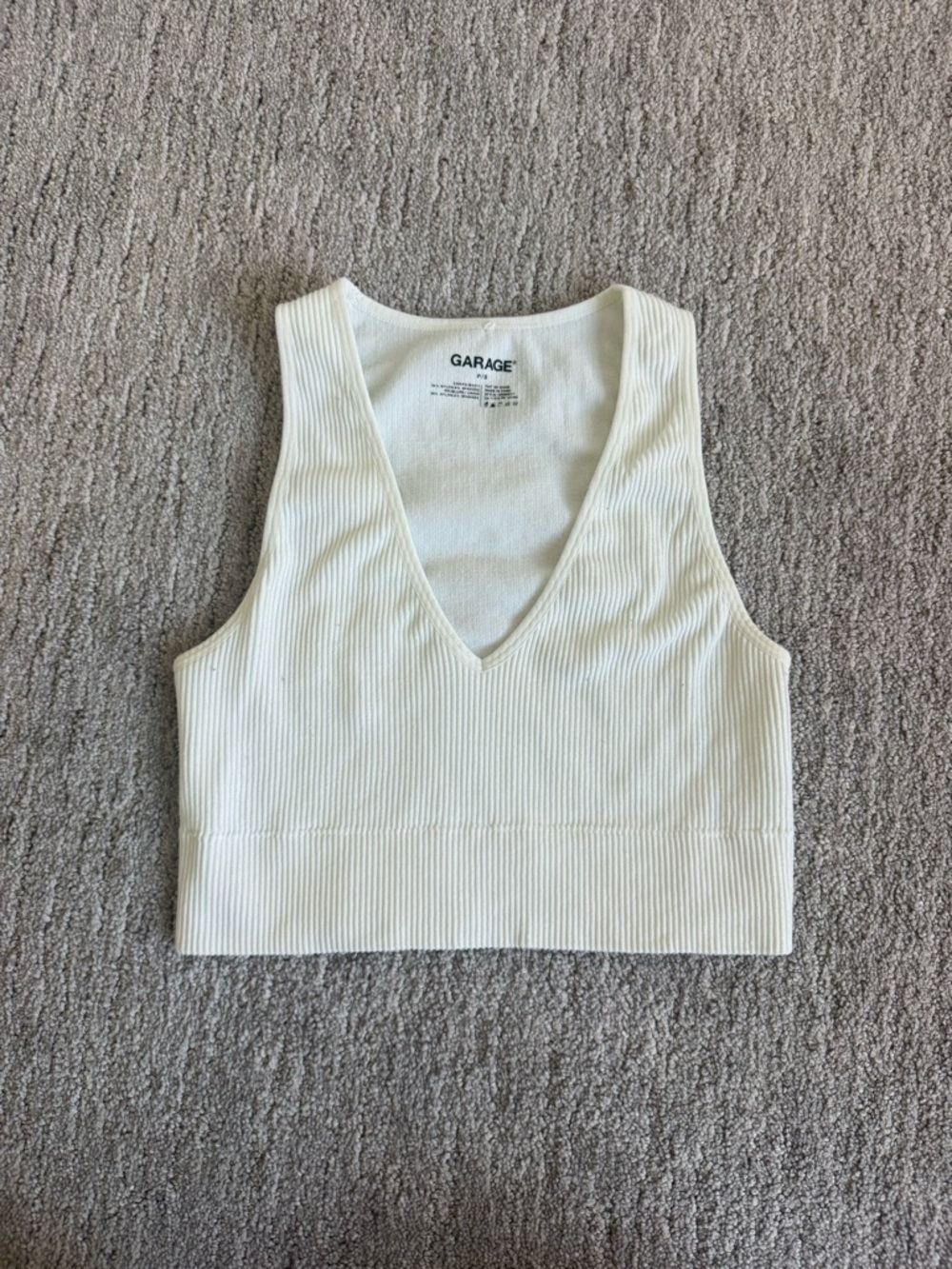 Garage Ivory Ribbed V-Neck Cropped Tank